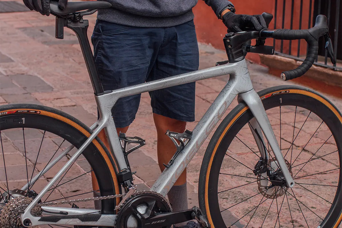 Rider ready to ride after repairing tubeless tire