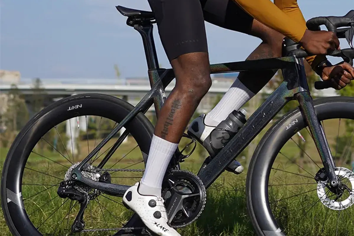 Rider's knee during a pedal